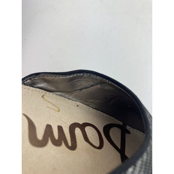 *Sam Edelman Okala Ankle Strap Heel Womens Size 8.5 Black Leather Gold Textured - Picture 11 of 12